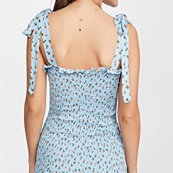 Free People Bella Smocked Printed Slip Dress in Blue Sky - Picture 3 of 7
